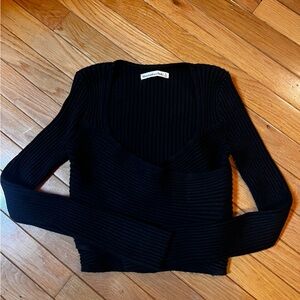 Abercrombie & Fitch Black Ribbed cropped sweater